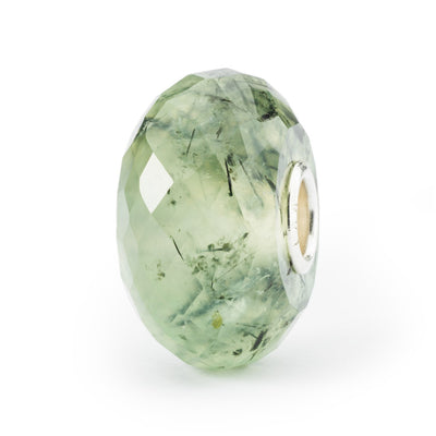 Prehnite with Tourmalinated Quartz Bead